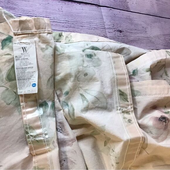 Wamsutta Pale Peach Mauve Flowered Granny Chic Cottagecore Cotton Shower Curtain - Picture 5 of 7